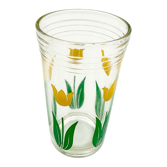 Vintage Kraft Swanky Swigs Set of 2 Glasses Yellow Tulips/Green Coffee Grinder - Picture 3 of 4